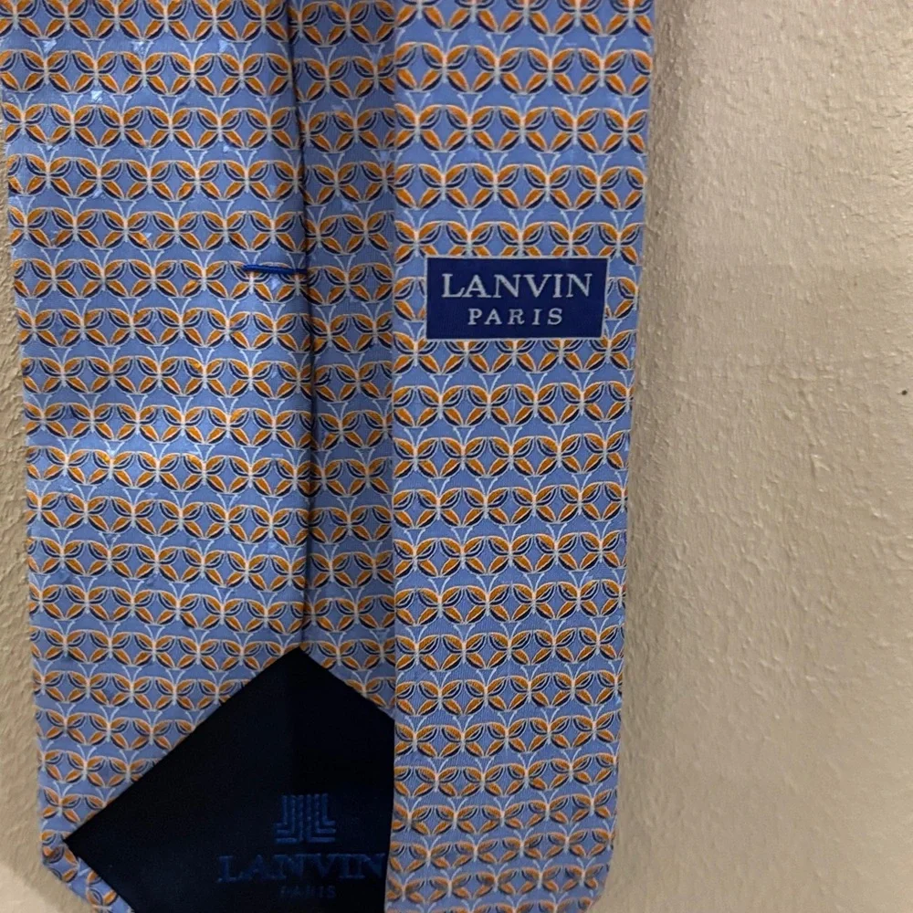 lanvin Paris Blue Geometric Men's Tie